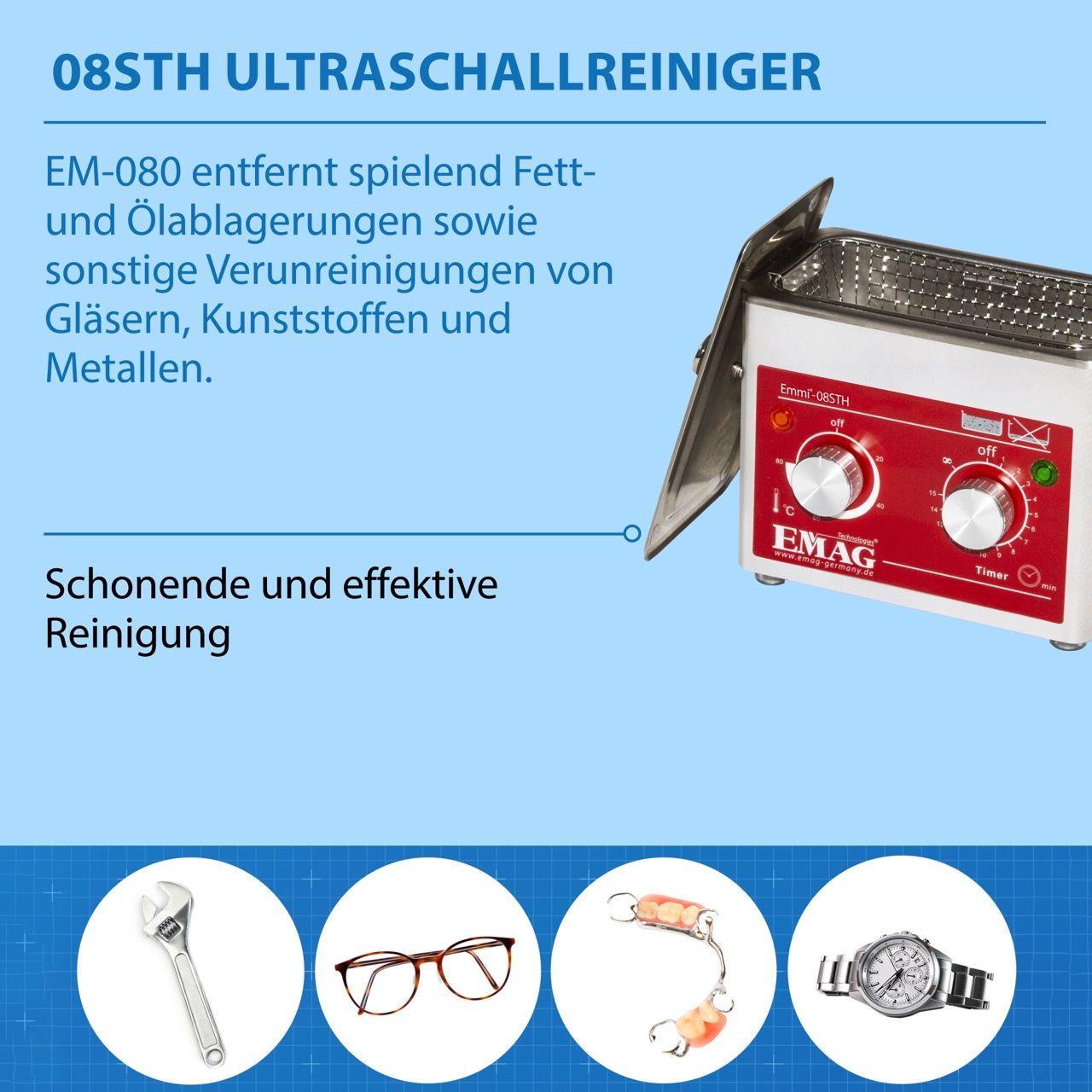 08STH Ultrasonic Cleaner Stainless Steel with Heating
